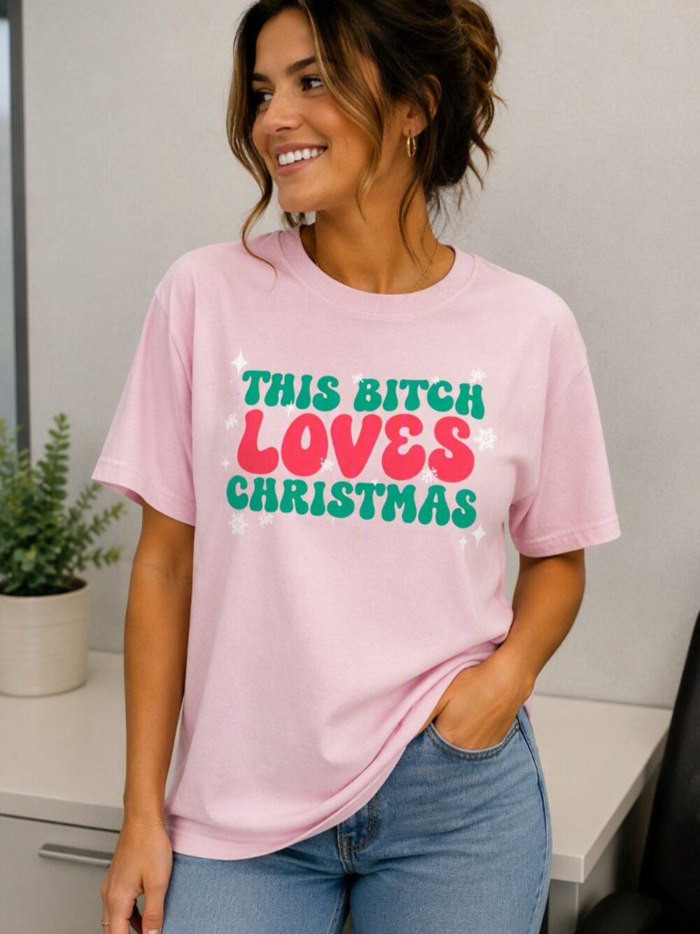 Spirit Christmas Pink XL This B Loves Christmas